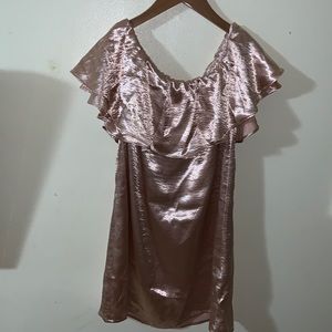 Forever 21 Rosegold Off Shoulder Mini Dress